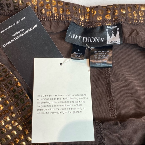 Antthony Original Womens Pants Brown Copper Metallic Reptile Pull On Sz L NWT - Picture 4 of 9